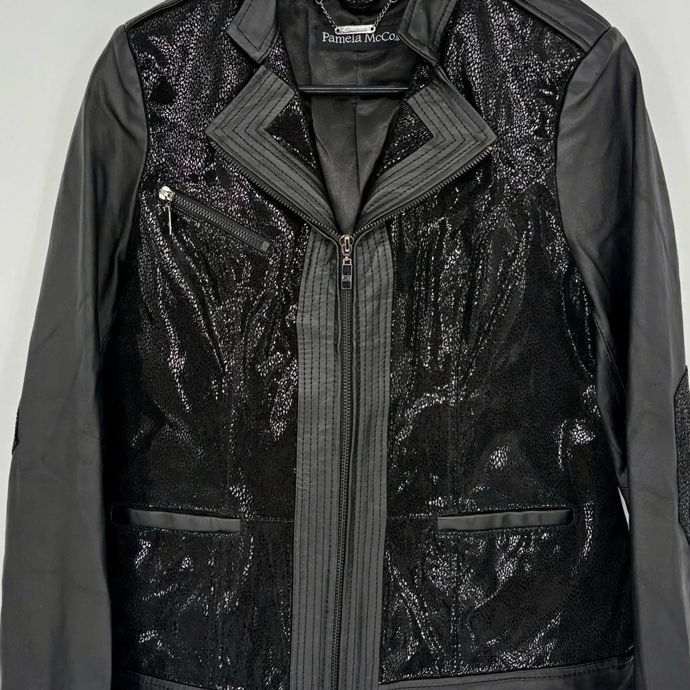 Pamela McCoy Black Leather Moto Jacket - Picture 3 of 13